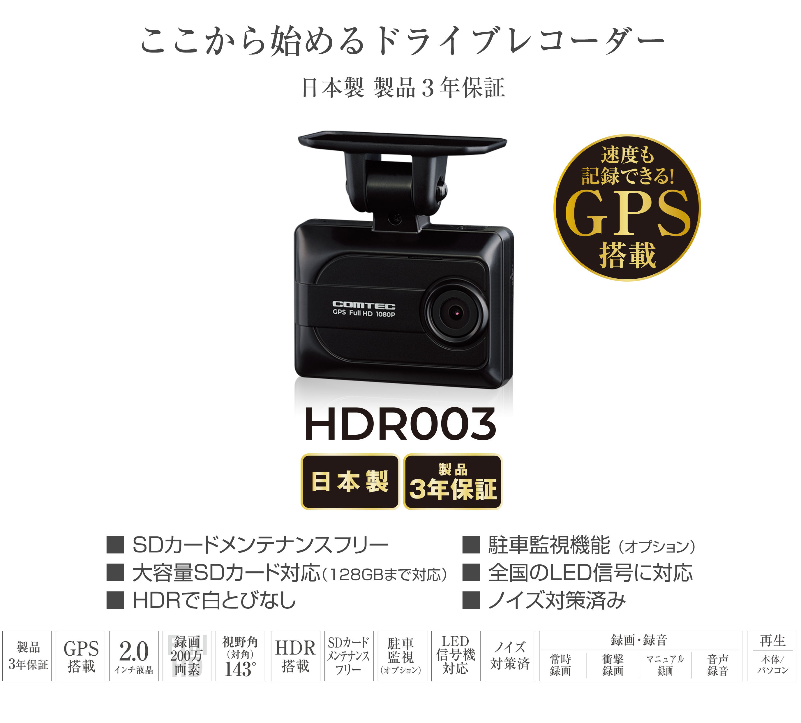 ドライブレコーダー HDR003